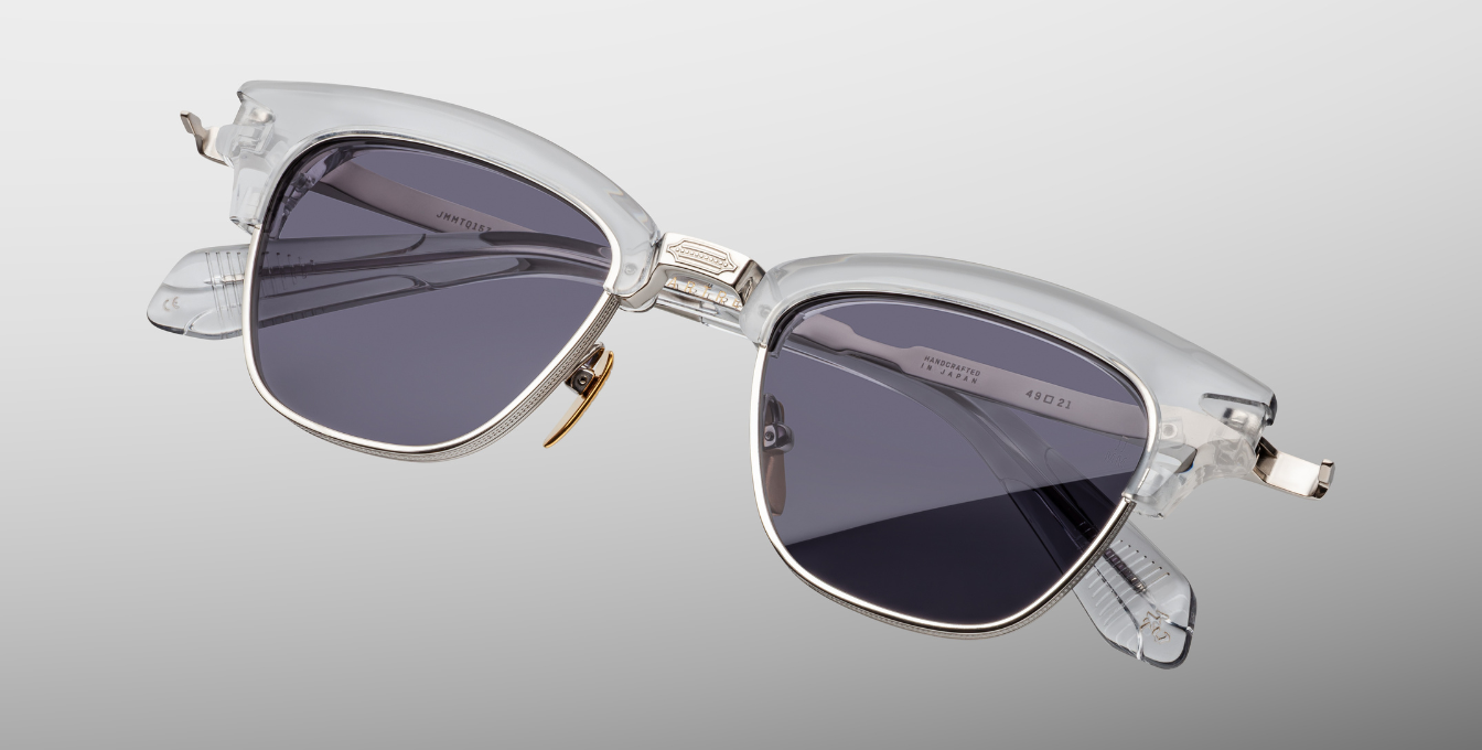Jacques Marie mage Sultan Sulfur Luxussonnenbrille mit grauem, silbernem Rahmen und grauen Gläsern