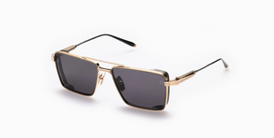 Sprint-A | Brushed Gold Luxussonnenbrille mit goldenem Rahmen und schwarzen Gläsern