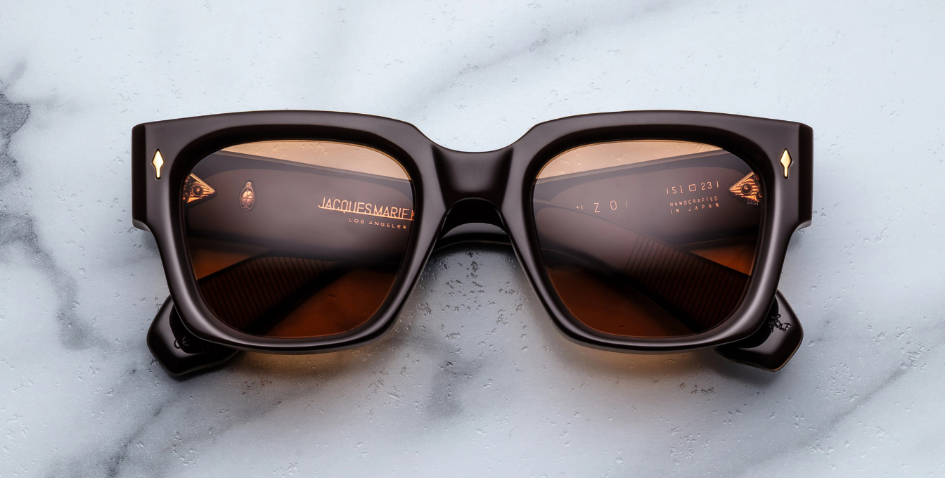 JMM Enzo Walnut Luxussonnenbrille in Braun und orangenen Gläsern in limitierter Auflage
