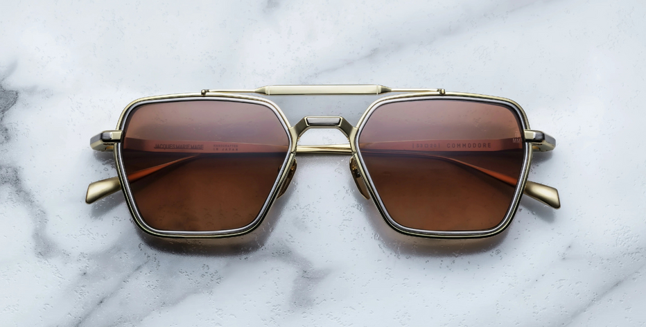 Jacques Marie Mage Commodore Roma Sunglasses in Gold and Silver