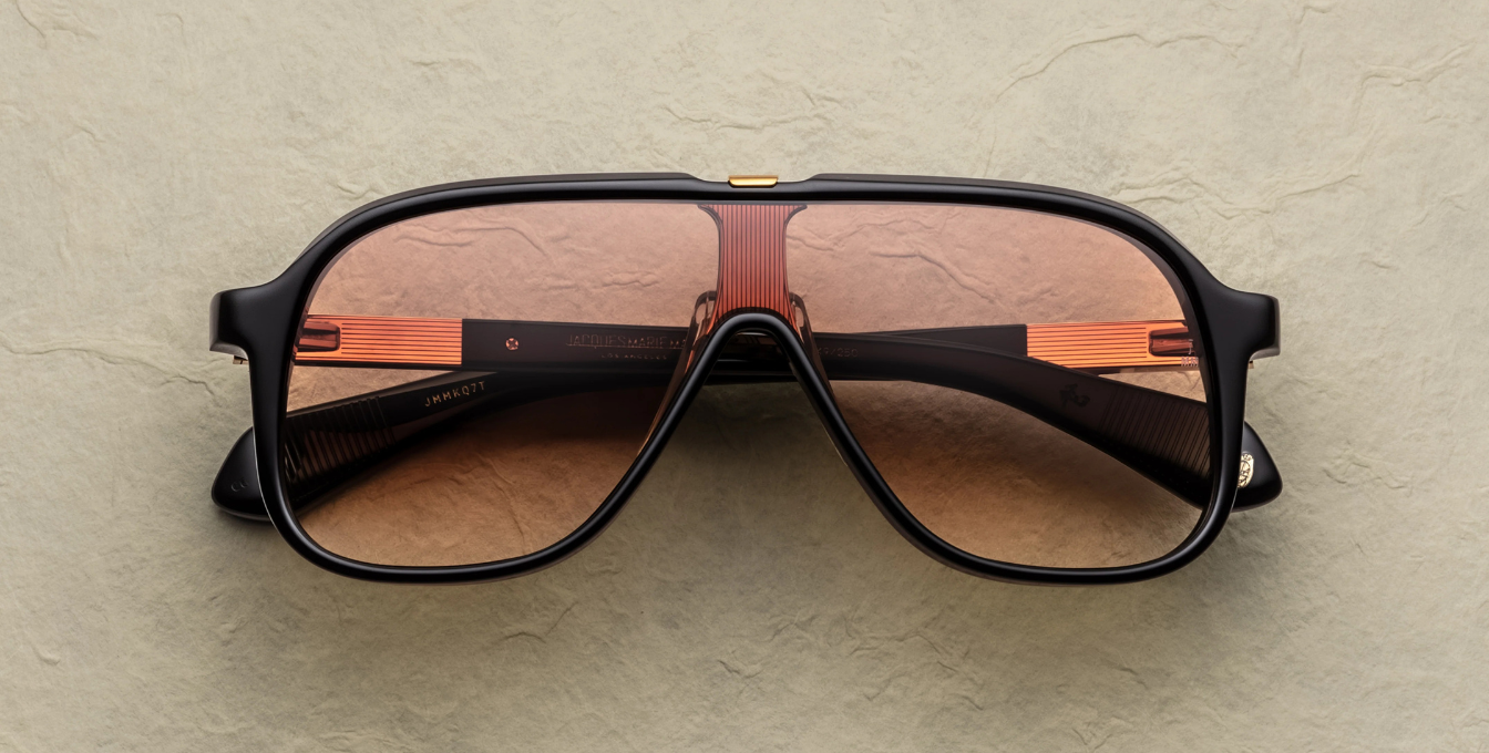 JMM Kurokawa Beluga Luxussonnenbrille in Schwarz mit braunen Gläsern in limitierter Auflage