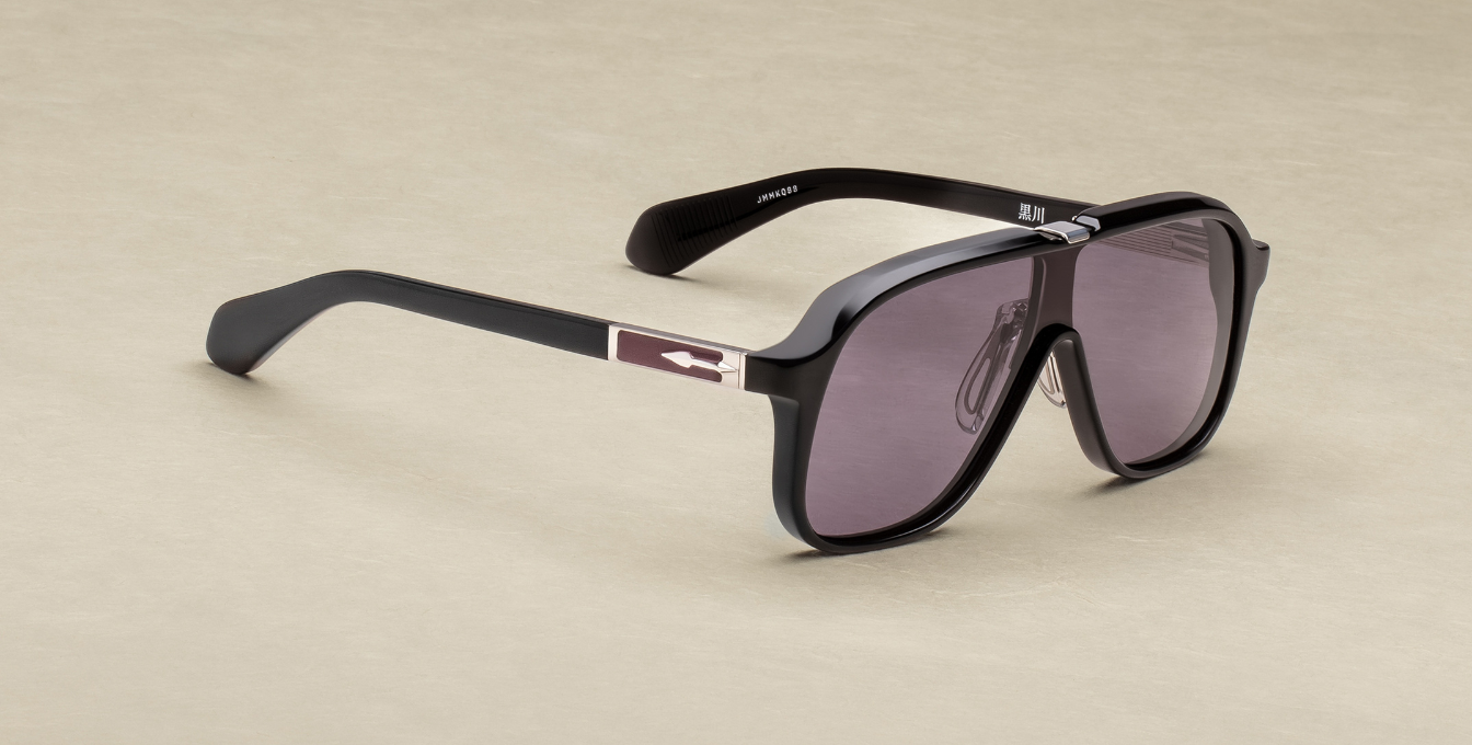 JMM Kurokawa Beluga Luxussonnenbrille in Schwarz mit lila Gläsern in limitierter Auflage