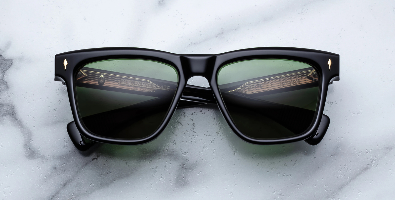 Jacques Marie Mage Lankaster Venom - Luxussonnenbrille mit schwarzem Rahmen und grünen Gläsern