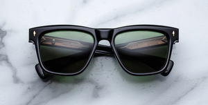 Jacques Marie Mage Lankaster Venom - Luxussonnenbrille mit schwarzem Rahmen und grünen Gläsern