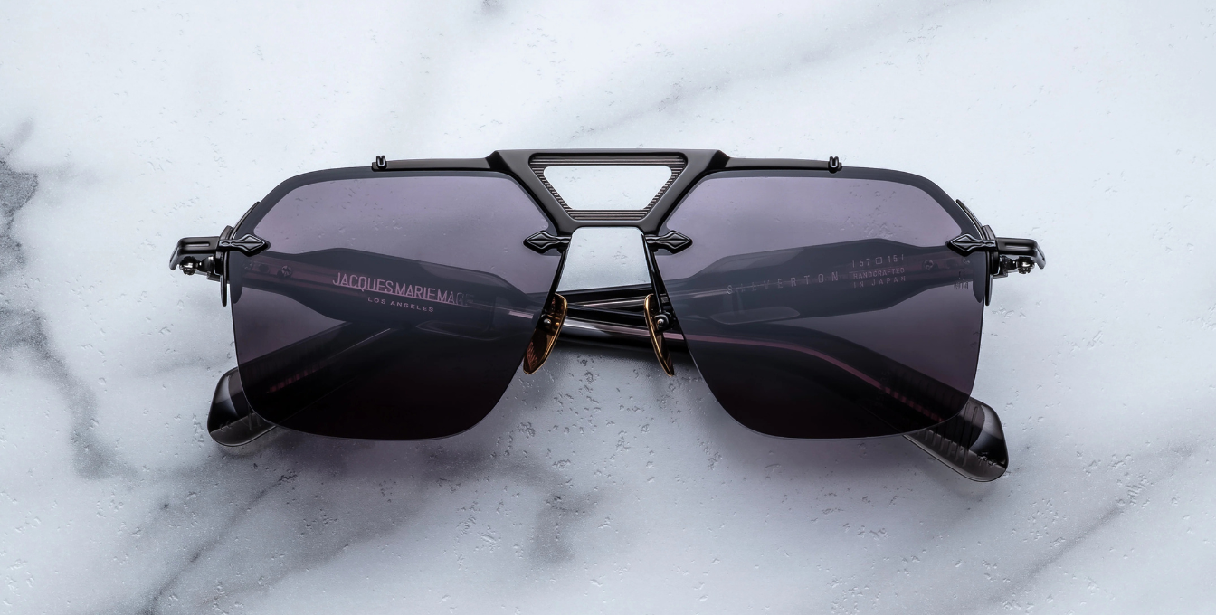 Jacques Marie Mage Silverton Raven Luxussonnenbrille in Silber mit grauen Gläsern