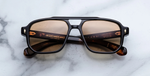 Jacques Marie Mage Evans Noir 15 - Luxussonnenbrille in Schwarz mit braunen Gläsern, handgefertigt in Japan