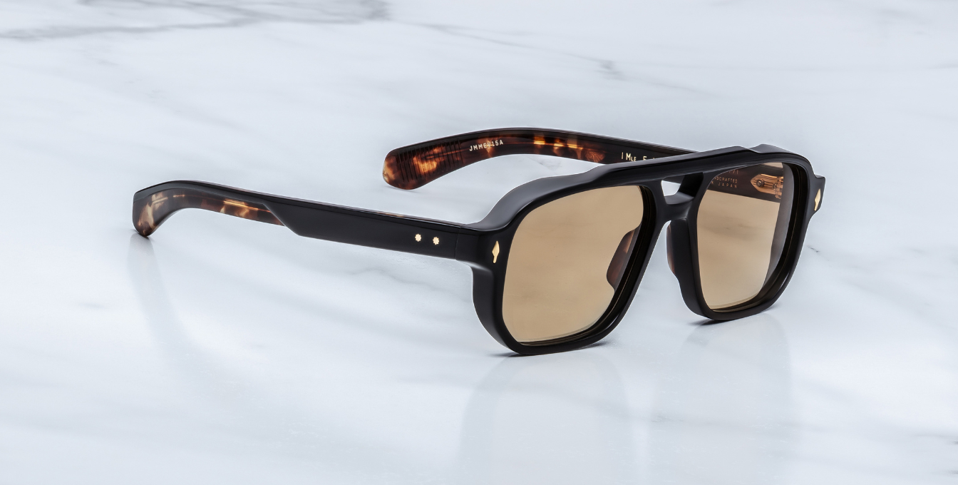 Jacques Marie Mage Evans Noir 15 - Luxussonnenbrille in Schwarz mit braunen Gläsern, handgefertigt in Japan