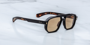 Jacques Marie Mage Evans Noir 15 - Luxussonnenbrille in Schwarz mit braunen Gläsern, handgefertigt in Japan