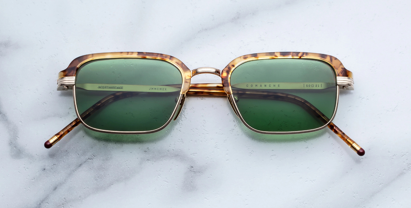 Jacques Marie Mage Comanche Vintage Tort – limitierte Titan-Acetat Sonnenbrille in Vintage Tort, handgefertigt in Japan, Frontansicht