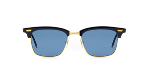 Thom Browne 711A | 007 Luxussonnenbrille in Schwarz mit blauen Gläsern, hergestellt in Japan