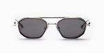 Akoni Eris-Brushed Silver - Brushed Black Rhodium - Eckige Luxus-Sonnenbrille aus Titan in Silber mit grauen Gläsern, hergestellt in Japan