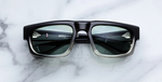 Jacques Marie Mage - Muhammed Ali Kollektion - Eckige Louisville Black Fade Sonnenbrille in Schwarz und Beige - limitierte, handgefertigte Luxusbrille aus Japan