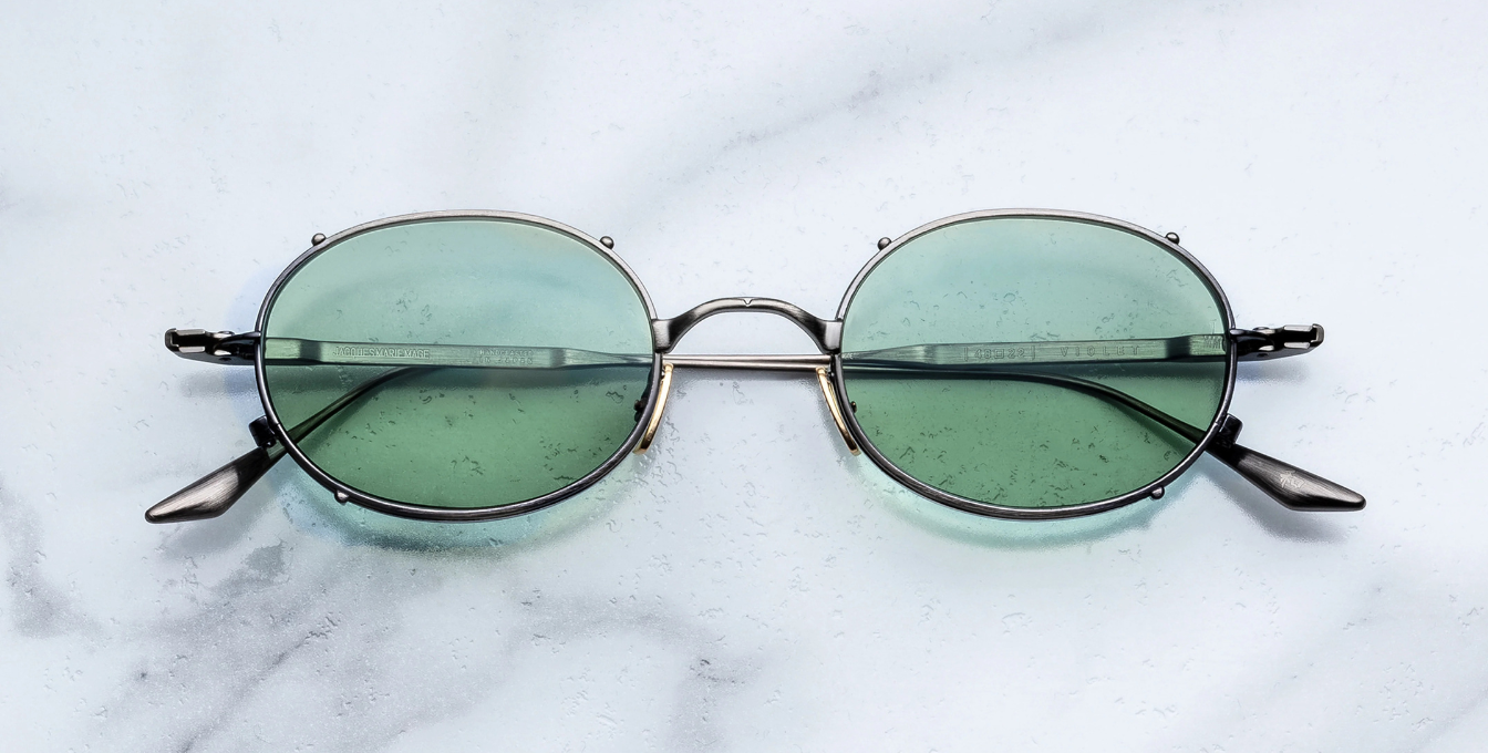 Jacques Marie Mage Violet | Antique Silver Sonnenbrille in Silber - limitierte, handgefertigte Luxusbrille in Oval