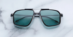 Jacques Marie Mage Jagger Paon Sonnenbrille in Matt Schwarz - limitierte, handgefertigte Luxusbrille in Eckig