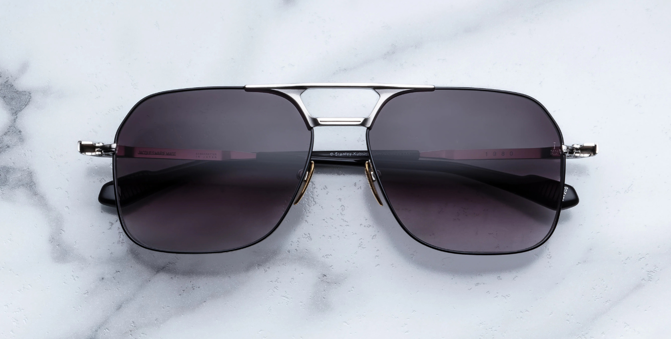 Jacques Marie Mage 1980 Stanley Kubrick Kollektion in Silver - limitierte, handgefertigte Luxusbrille in Aviator Form