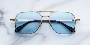 Jacques Marie Mage 1980 Stanley Kubrick Kollektion in Ciel - limitierte, handgefertigte Luxusbrille in Aviator Form