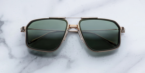Jacques Marie Mage Jagger Cypress Sonnenbrille in Gold - limitierte, handgefertigte Luxusbrille in Aviator Form 