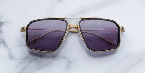 Jacques Marie Mage Jagger Ebony Sonnenbrille in Gold - limitierte, handgefertigte Luxusbrille in Aviator Form