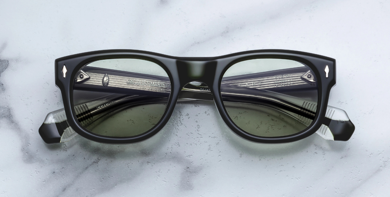 Jacques Marie Mage Amilcar Borneo Sonnenbrille in Schwarz - limitierte, handgefertigte Luxusbrille mit runder Form