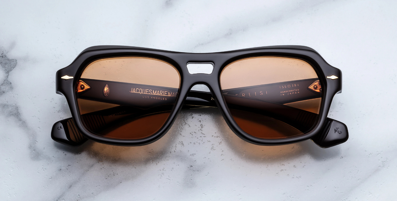 Jacques Marie Mage Tamerlis Walnut - Luxus-Sonnenbrille handgefertigt in Japan mit braunem Rahmen und braunen Gläsern 