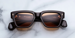 Jacques Marie Mage Fellini Walnut Sonnenbrille in Braun - Eckige, limitierte, handgefertigte Luxusbrille 