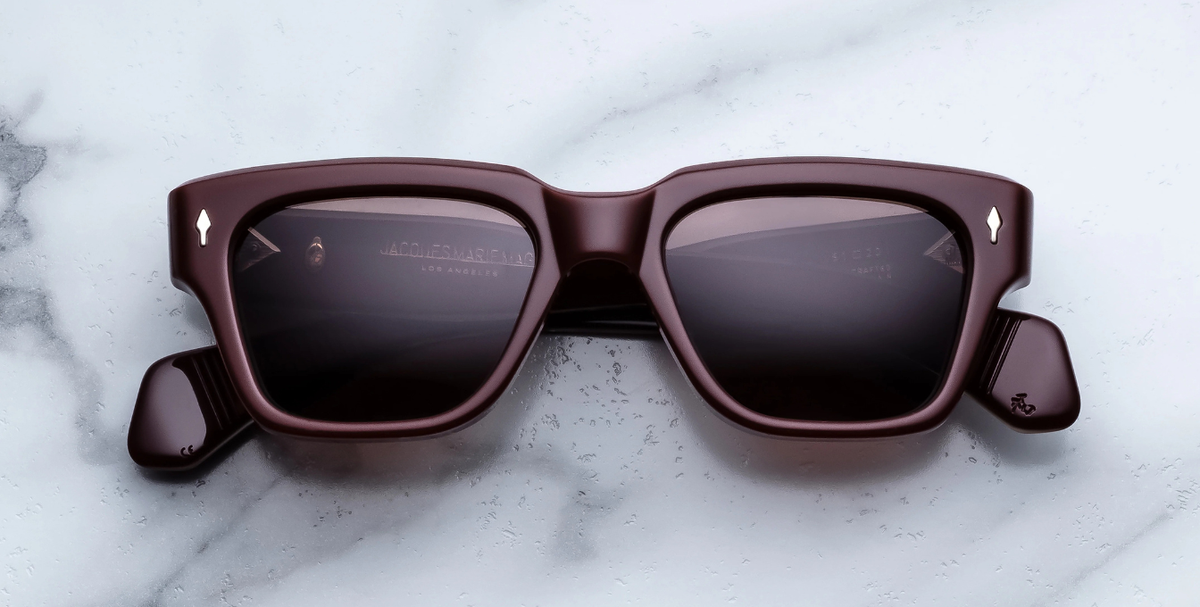 Jacques Marie Mage Fellini Bordeaux Empire Sonnenbrille in Rot - limitierte, handgefertigte Luxusbrille 