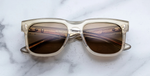 Jacques Marie Mage Wesley Marzipan - Luxus-Sonnenbrille handgefertigt in Japan mit beigen Rahmen und braunen Gläsern