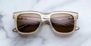 Jacques Marie Mage Wesley Marzipan - Luxus-Sonnenbrille handgefertigt in Japan mit beigen Rahmen und braunen Gläsern