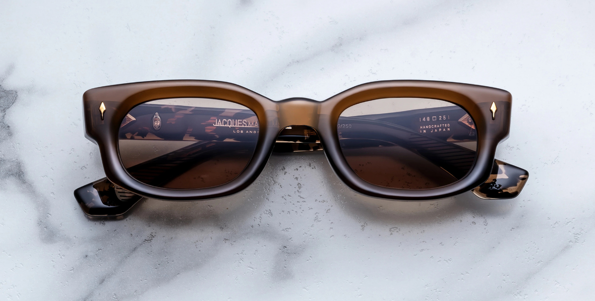Rechteckige Jacques Marie Mage Whiskeyclone Tawny - Luxussonnenbrille mit braunem Rahmen und braunen Gläsern