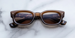 Rechteckige Jacques Marie Mage Whiskeyclone Tawny - Luxussonnenbrille mit braunem Rahmen und braunen Gläsern