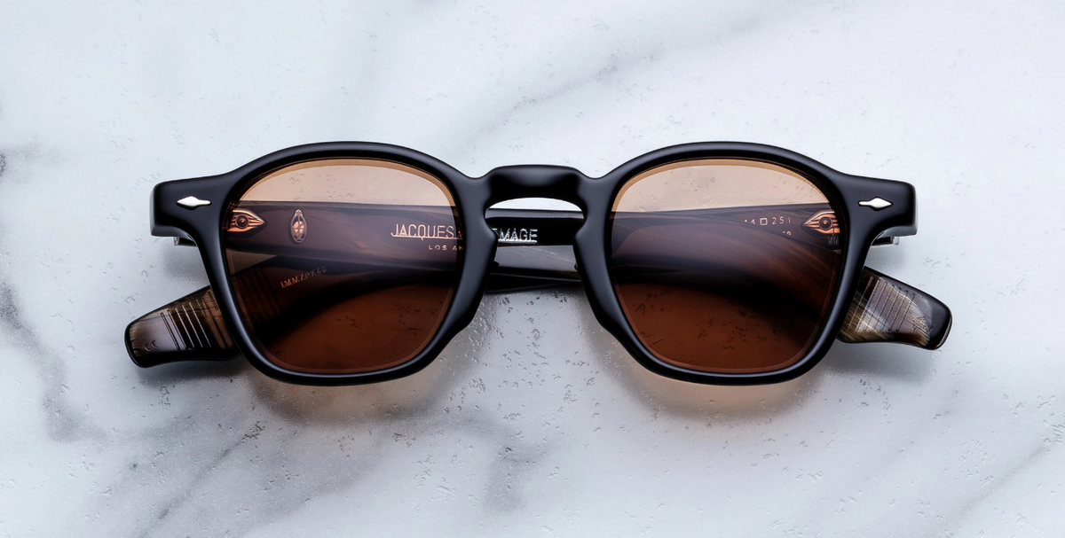 Runde Jacques Marie Mage Zephirin Brun Sonnenbrille in Schwarz - limitierte, handgefertigte Luxusbrille aus Japan