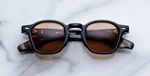 Runde Jacques Marie Mage Zephirin Brun Sonnenbrille in Schwarz - limitierte, handgefertigte Luxusbrille aus Japan