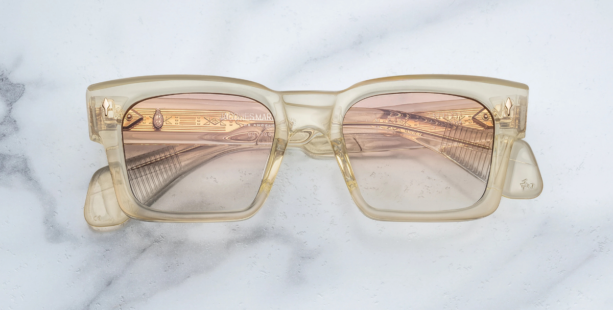Eckige Jacques Marie Mage Kaine | Photochromic | Halo - Luxussonnenbrille mit beigem Rahmen und photochromen braunen Gläsern