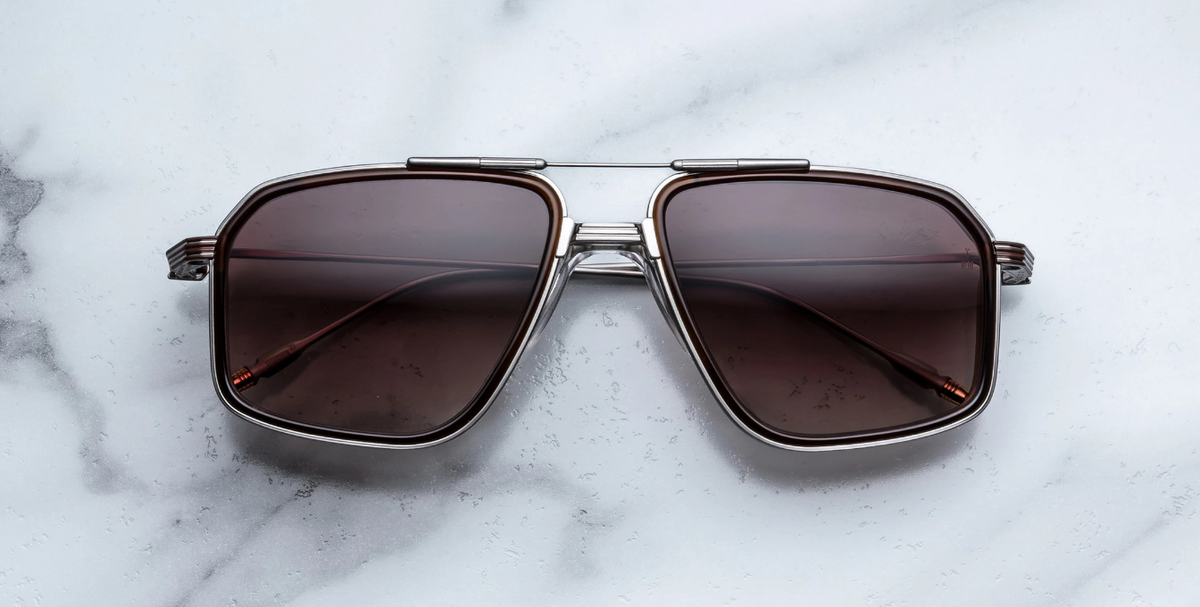 Aviator Moran | Yellowstone VII | Mammoth Sonnenbrille in Silber in dunkelbraun - limitierte, handgefertigte Luxusbrille 