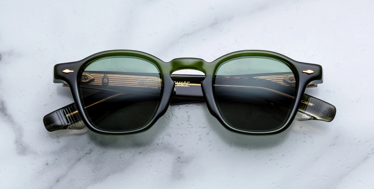 Runde Jacques Marie Mage Zephirin Kombu Sonnenbrille in Grün - limitierte, handgefertigte Luxusbrille aus Japan