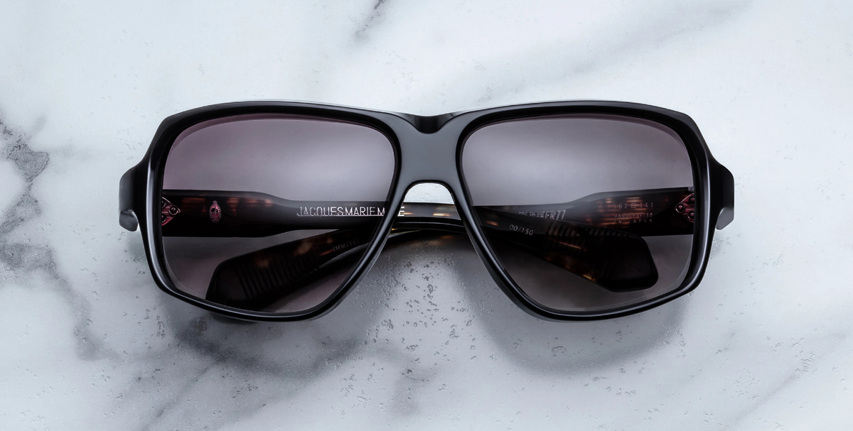 Eckige Jacques Marie Mage Skeleton Bay | Bunker77 | Noir - Luxussonnenbrille mit schwarzem Rahmen und schwarzen Gläsern