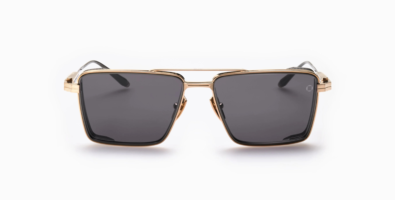 Sprint-A | Brushed Gold Luxussonnenbrille mit goldenem Rahmen und schwarzen Gläsern