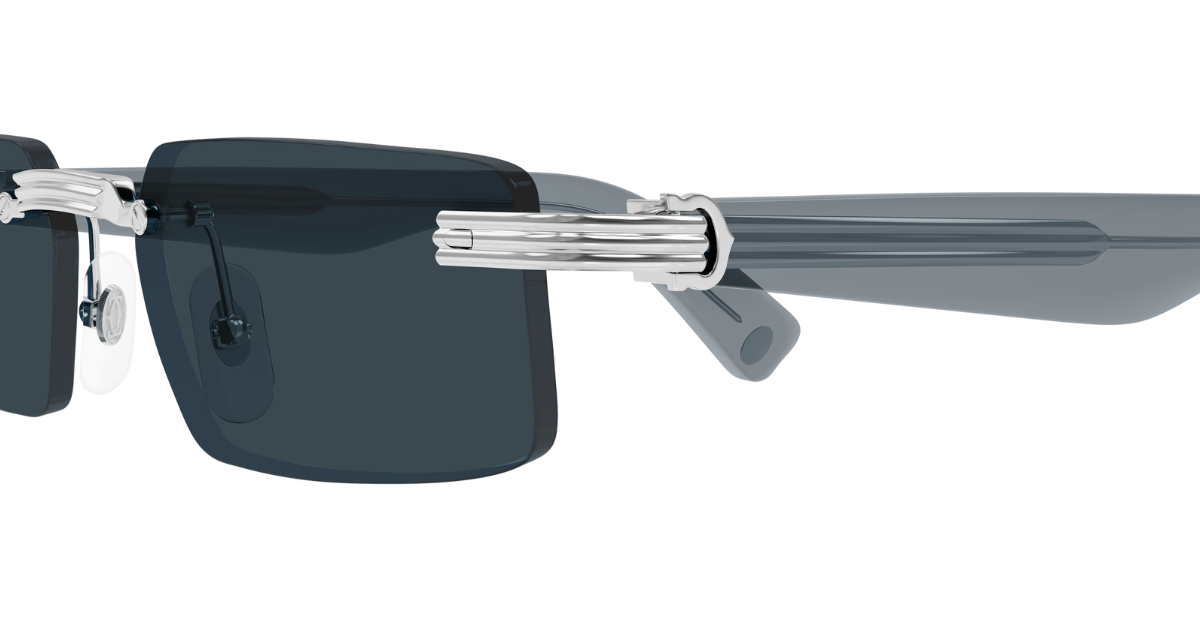 Cartier CT0537S 003 Rahmenlose Luxus-Sonnenbrille in Silber mit grauen Gläsern