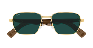 Cartier CT0538S 007 Rahmenlose Luxus-Sonnebrille in gold mit grünen verspiegelten Gläsern