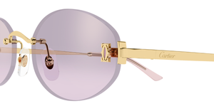 Cartier CT0592S 003 Rahmenlose Luxus-Sonnebrille in Gold mit pinken Gläsern