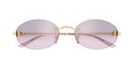 Cartier CT0592S 003 Rahmenlose Luxus-Sonnebrille in Gold mit pinken Gläsern