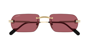 Cartier CT0577S 004 Rahmenlose Luxus-Sonnebrille in Gold mit roten Gläsern
