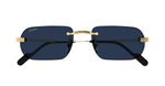Cartier CT0577S 003 Rahmenlose Luxus-Sonnebrille in Gold mit blauen Gläsern