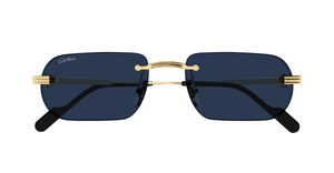 Cartier CT0577S 003 Rahmenlose Luxus-Sonnebrille in Gold mit blauen Gläsern