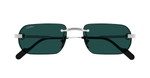 Cartier CT0577S 002 Rahmenlose Luxus-Sonnebrille in Silber mit grünen Gläsern
