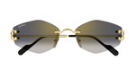 Cartier CT0620S 001 Rahmenlose Luxus-Sonnebrille in Gold mit grauen Gläsern