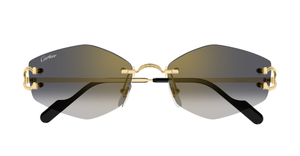 Cartier CT0620S 001 Rahmenlose Luxus-Sonnebrille in Gold mit grauen Gläsern