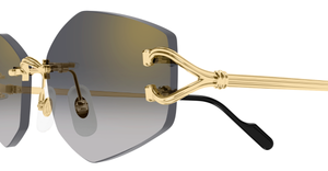 Cartier CT0620S 001 Rahmenlose Luxus-Sonnebrille in Gold mit grauen Gläsern