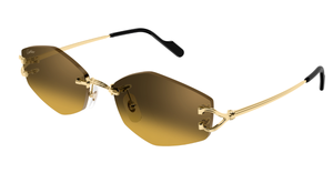 Cartier CT0620S 003 Rahmenlose Luxus-Sonnebrille in Gold mit braunen Gläsern