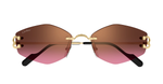 Cartier CT0620S 005 Rahmenlose Luxus-Sonnebrille in Gold mit roten Gläsern